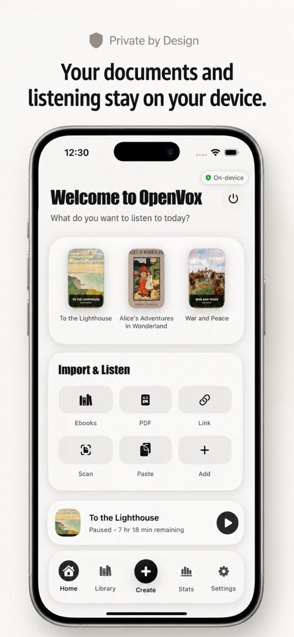 OpenVox Reader — private on-device listening